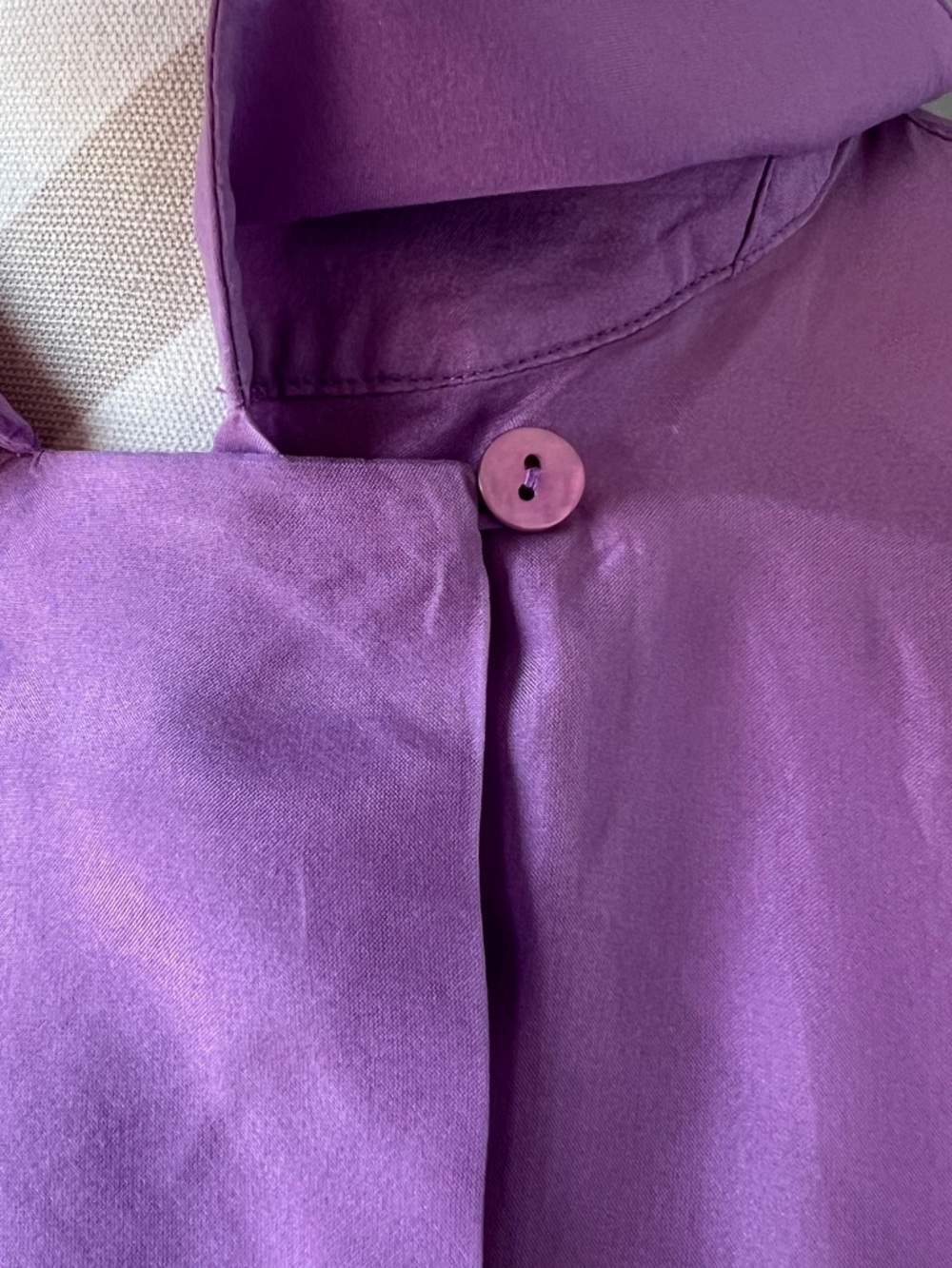 Massimo Dutti Lavender Silk Button-Front Blouse - Picture 2 of 9